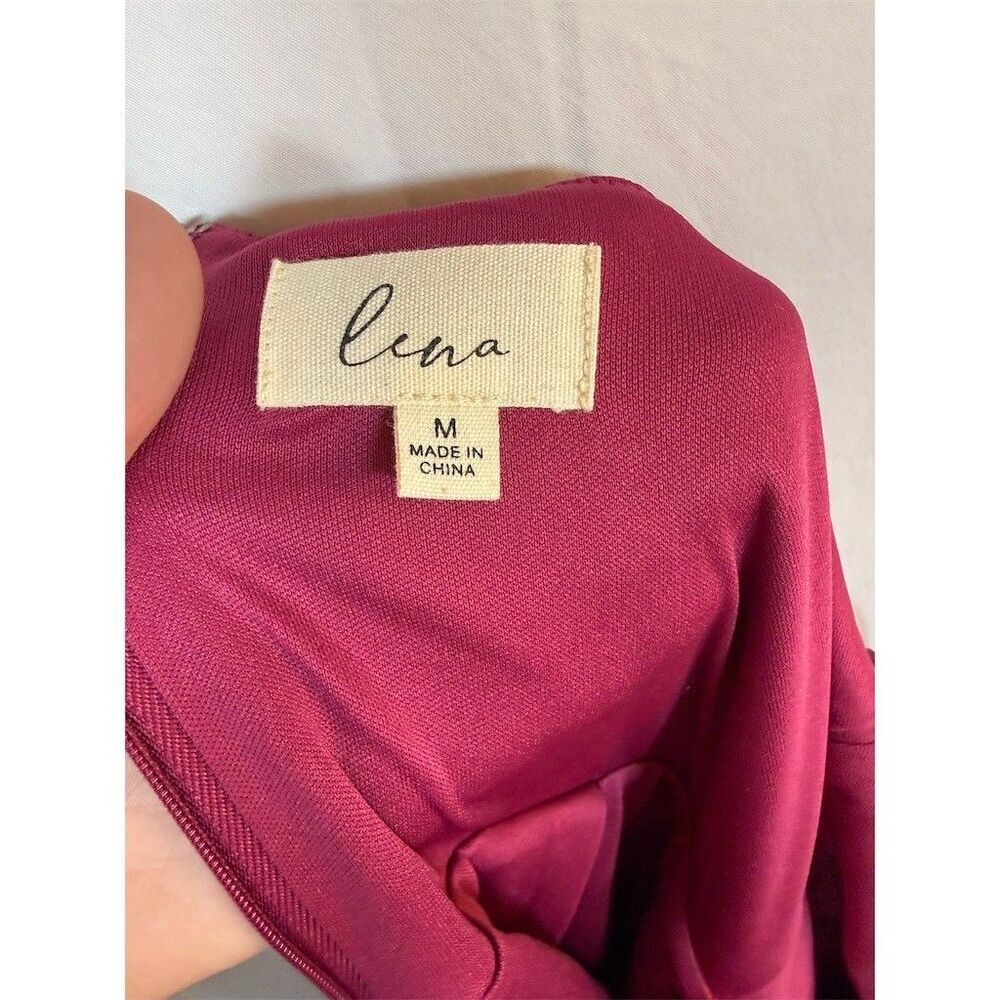 Womens Lena One Shoulder Bodycon Midi Dress Pink Ruched Wrap Front Slit Size M - Picture 10 of 10